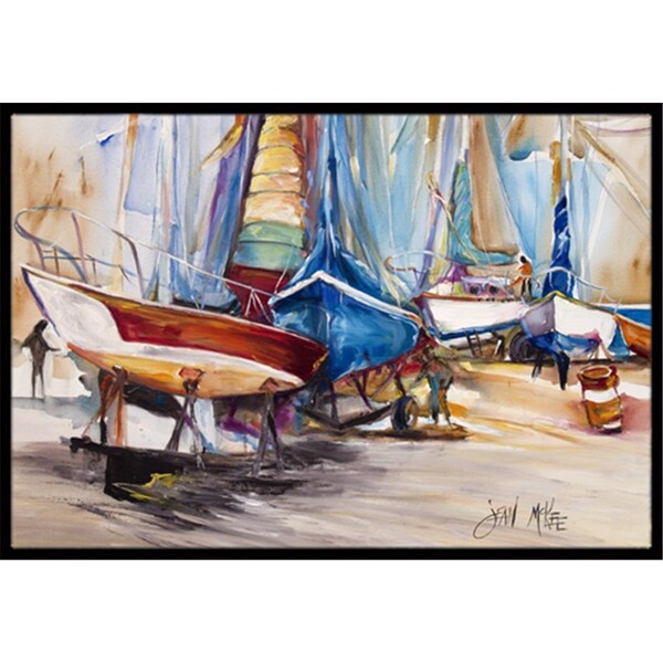 Carolines Treasures On The Hill Sailboats Indoor and Outdoor Mat- 18 x 27 in. JMK1066MAT - main